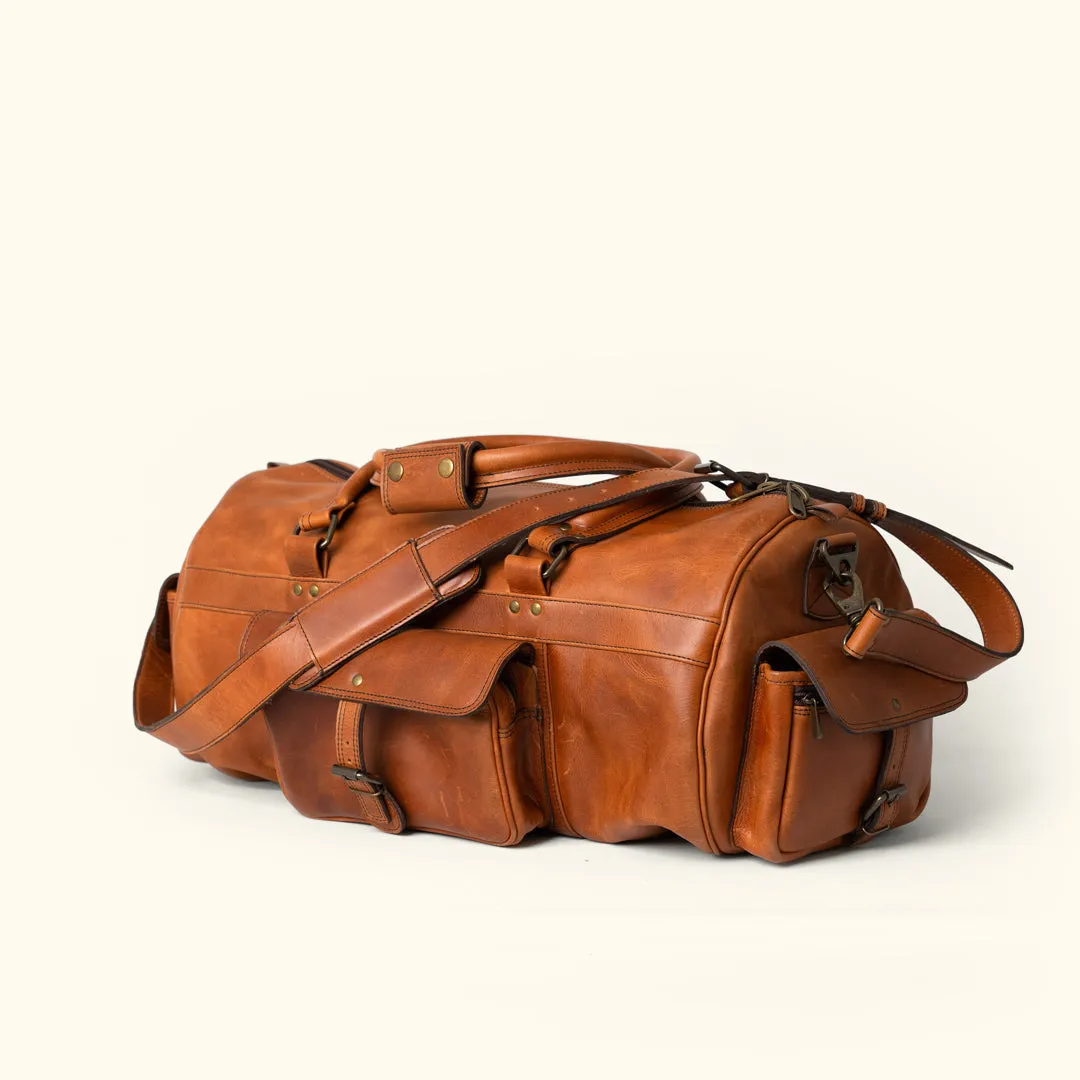 Dazzlo Leather Duffel Bag - Tan - 20"