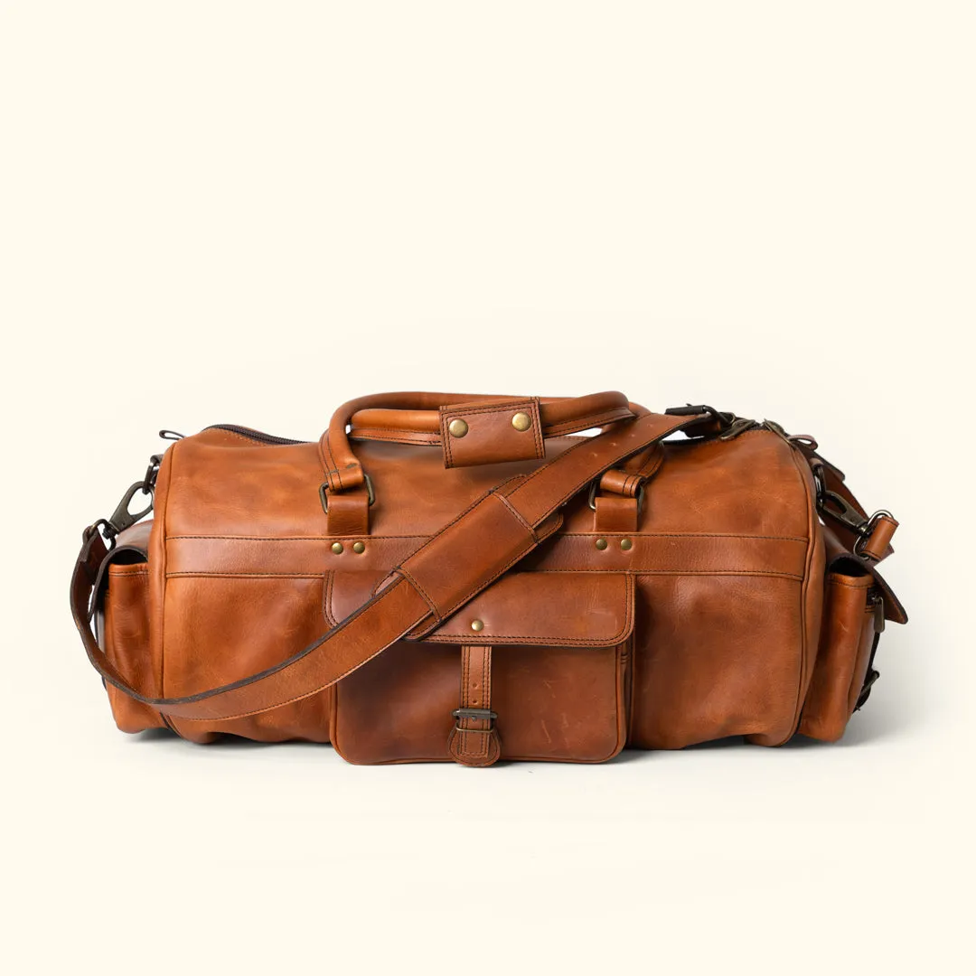 Dazzlo Leather Duffel Bag - Tan - 20"