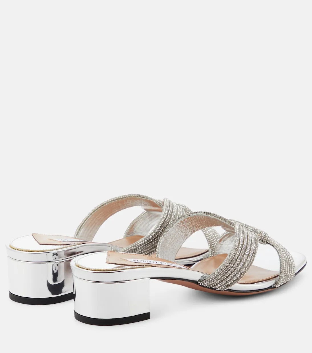 Decorated mules crystal muse 35 Aquazzura, silver