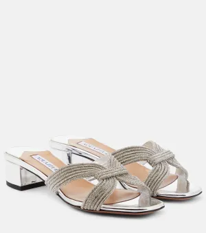 Decorated mules crystal muse 35 Aquazzura, silver