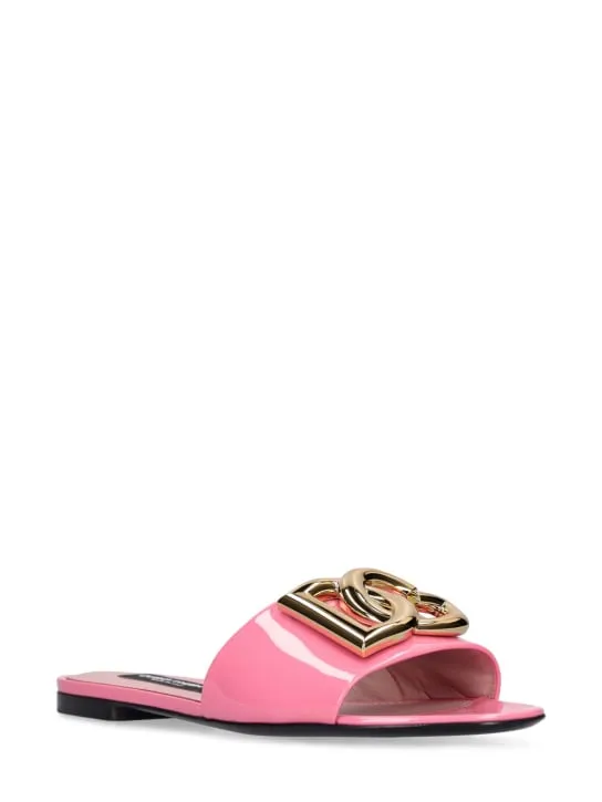Dolce&amp;Gabbana   10mm Patent leather slide sandals 