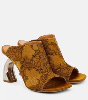 Dries Van Noten Floral Mules, Beige