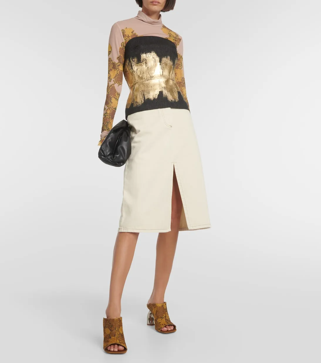 Dries Van Noten Floral Mules, Beige