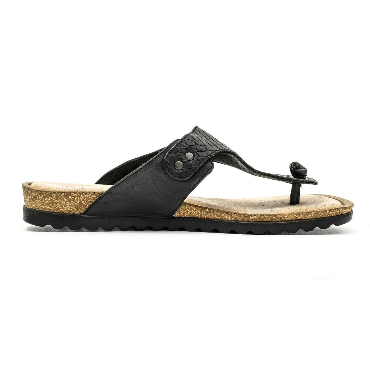Ecco Dagmar Strap Sandals Flip Flops Leather Black Colour For Women