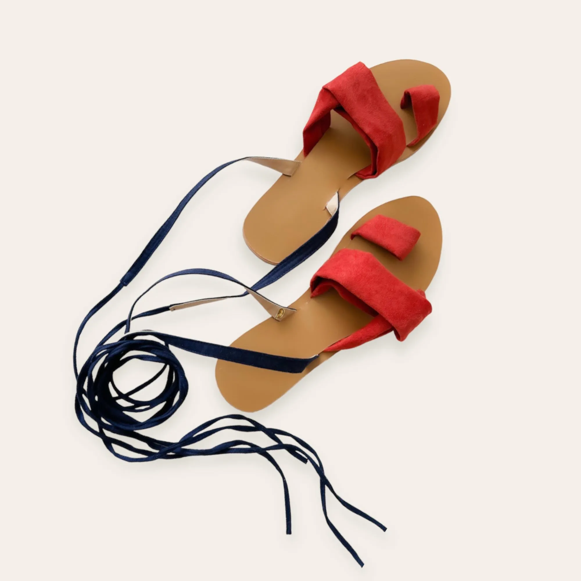 ELLE Rust Brown Boho Gladiator Board Flat Sandals