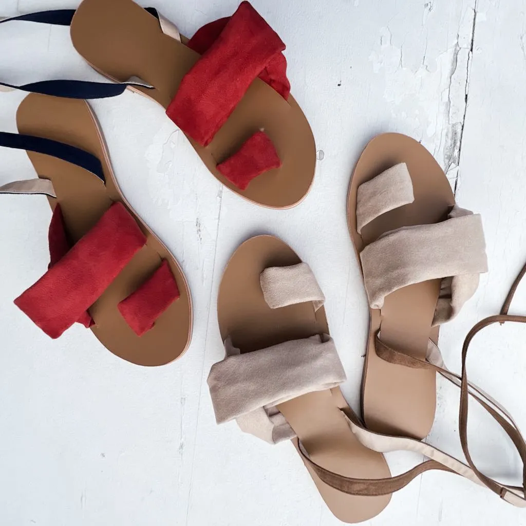 ELLE Rust Brown Boho Gladiator Board Flat Sandals