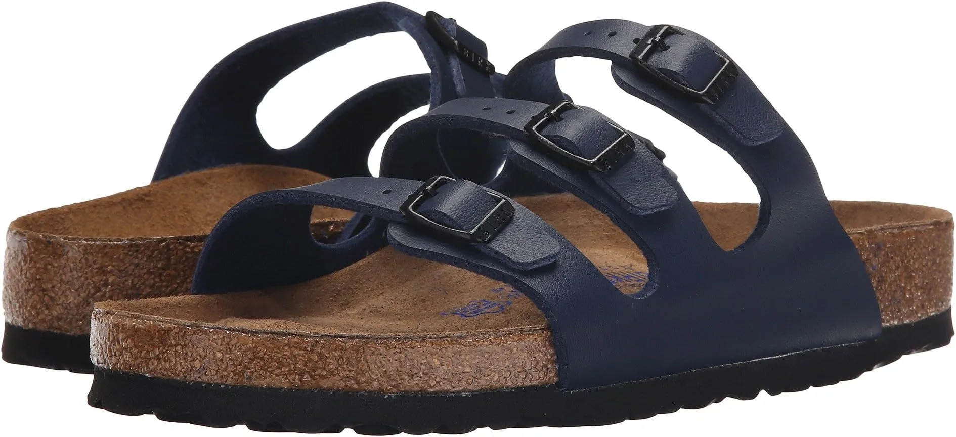 Florida Soft Footbed Flat Sandals - Birko-Flor Birkenstock, Navy Birko-Flor