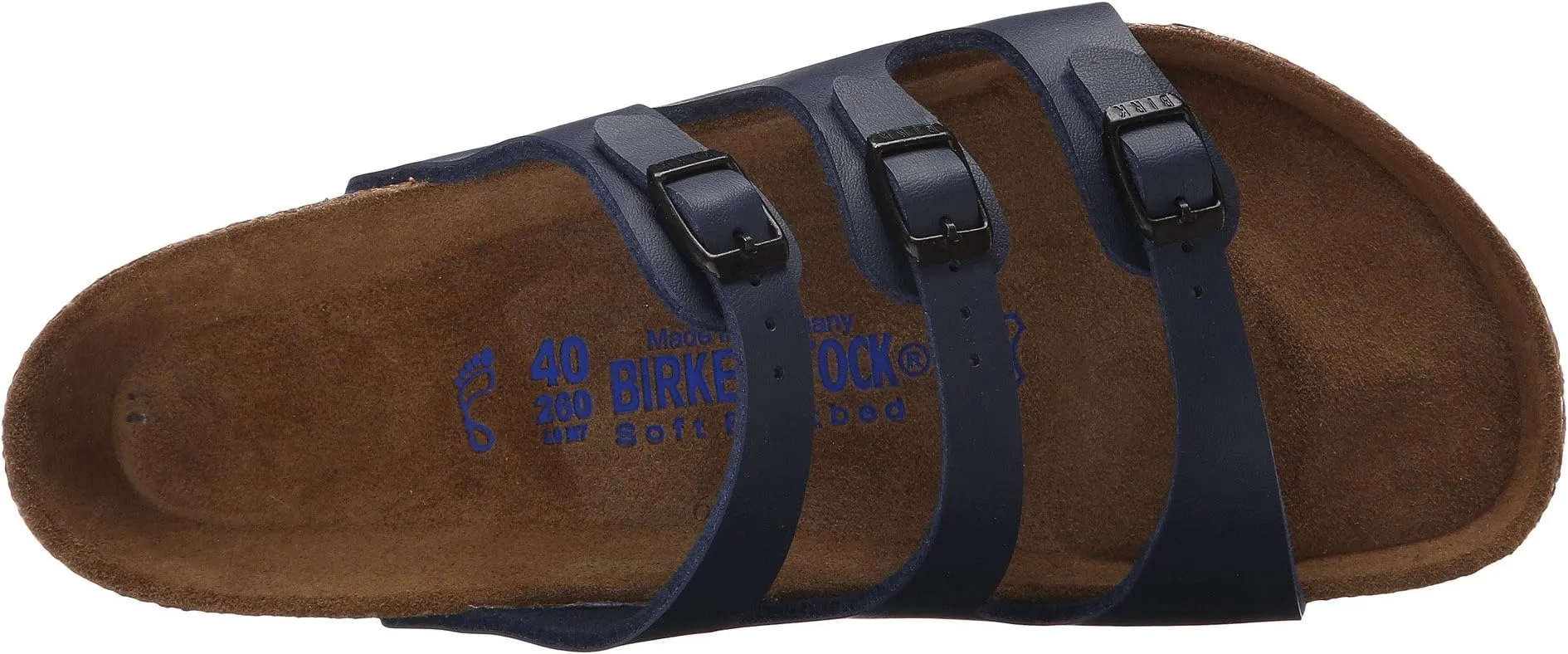 Florida Soft Footbed Flat Sandals - Birko-Flor Birkenstock, Navy Birko-Flor