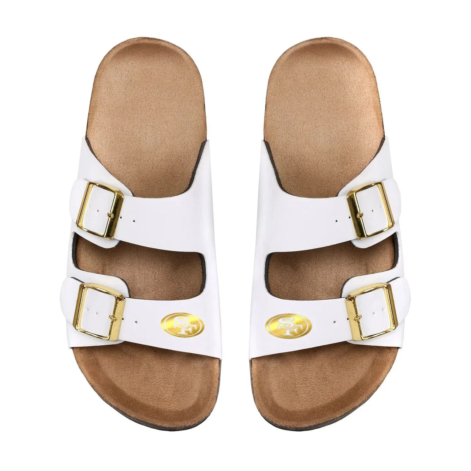 FOCO Women's San Francisco 49ers Double Buckle Sandals