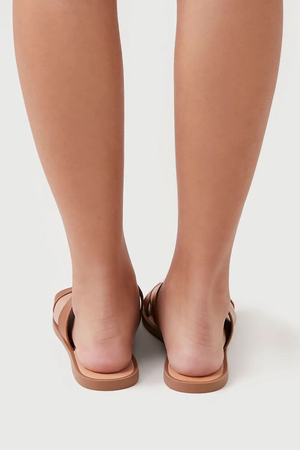 Forever 21 Double Strap Faux Leather Sandals, Brown