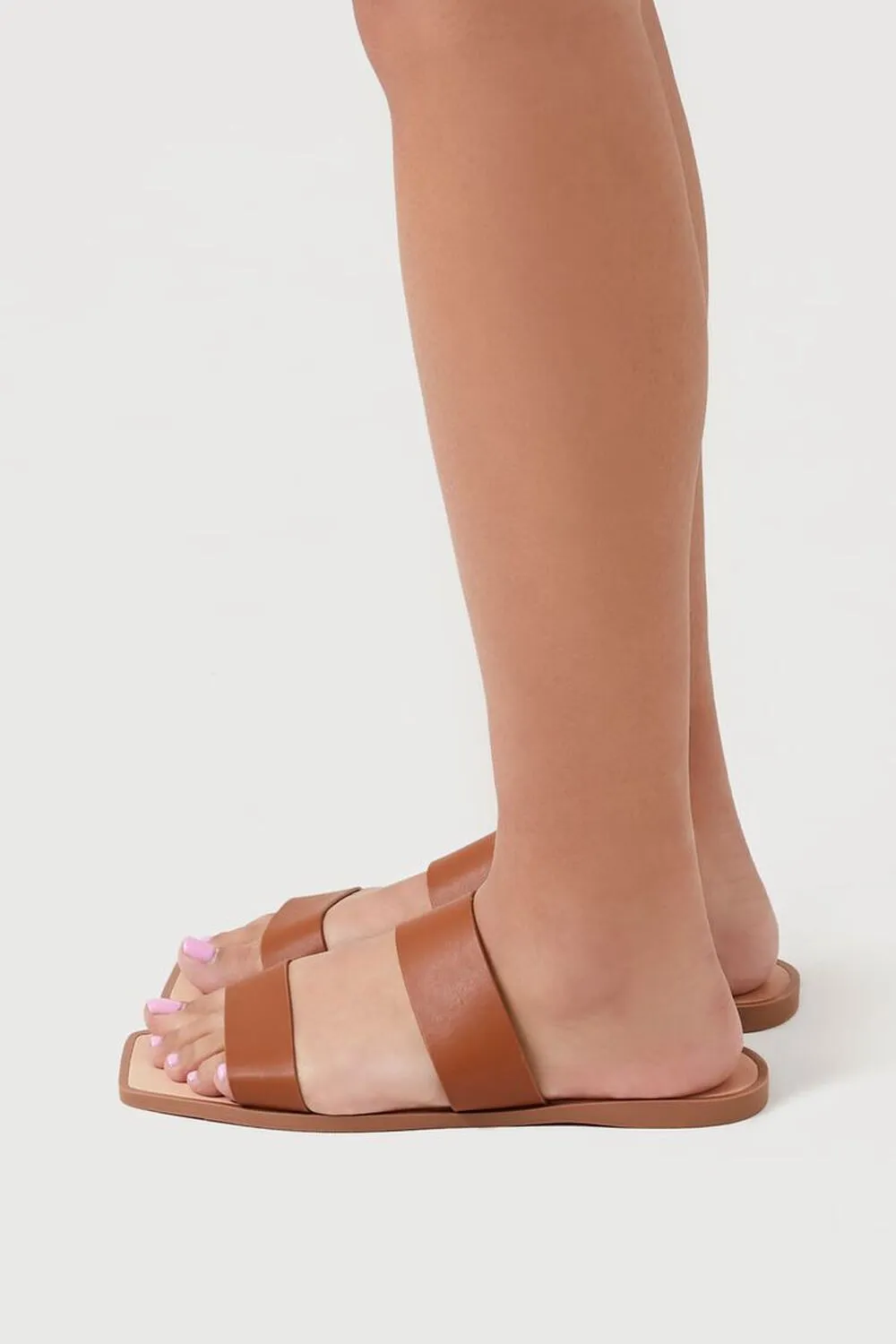 Forever 21 Double Strap Faux Leather Sandals, Brown