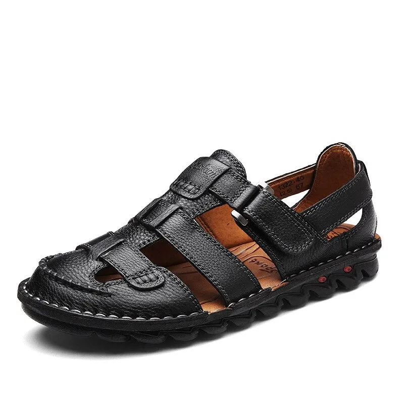Genuine Leather Outdoor Big Size 38-48 Sandals Men Shoes Casual Summer Comfortable Sandal Male Sandalias Hiking Chaussure