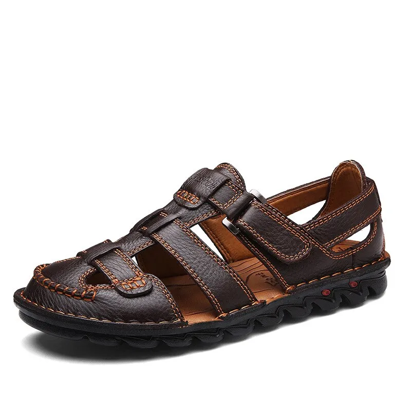 Genuine Leather Outdoor Big Size 38-48 Sandals Men Shoes Casual Summer Comfortable Sandal Male Sandalias Hiking Chaussure