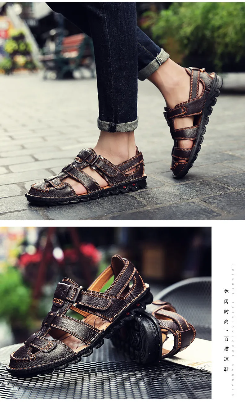 Genuine Leather Outdoor Big Size 38-48 Sandals Men Shoes Casual Summer Comfortable Sandal Male Sandalias Hiking Chaussure