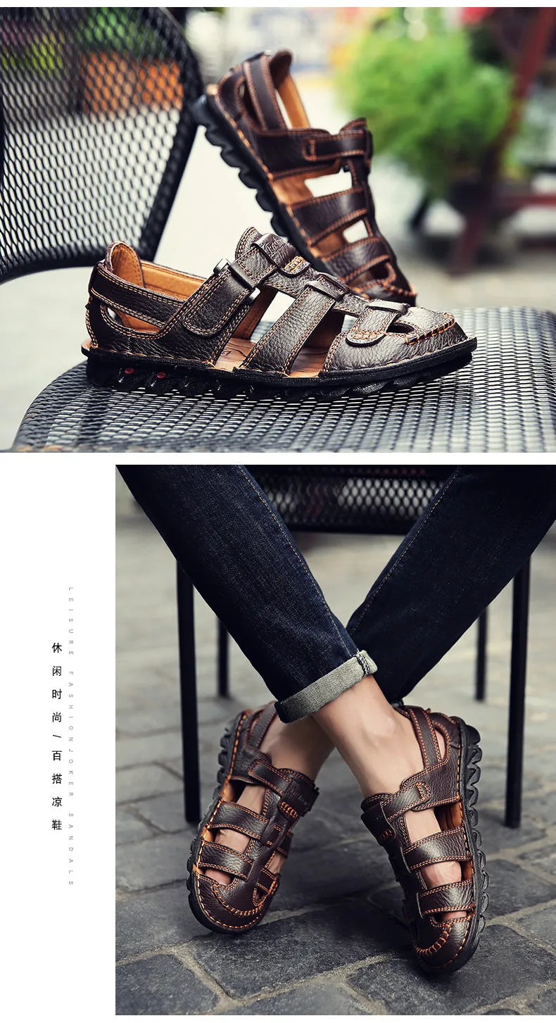 Genuine Leather Outdoor Big Size 38-48 Sandals Men Shoes Casual Summer Comfortable Sandal Male Sandalias Hiking Chaussure