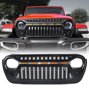 Grille with Amber LED Lights for 2018 Jeep JL & Gladiator JT