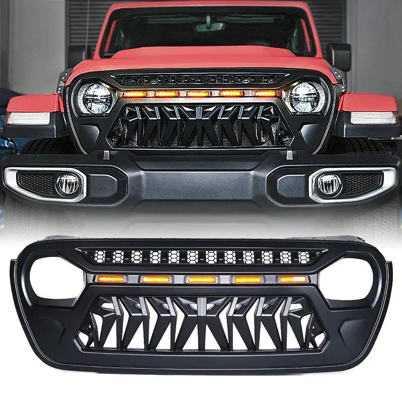 Grille with Amber LED Lights for 2018 Jeep JL & Gladiator JT