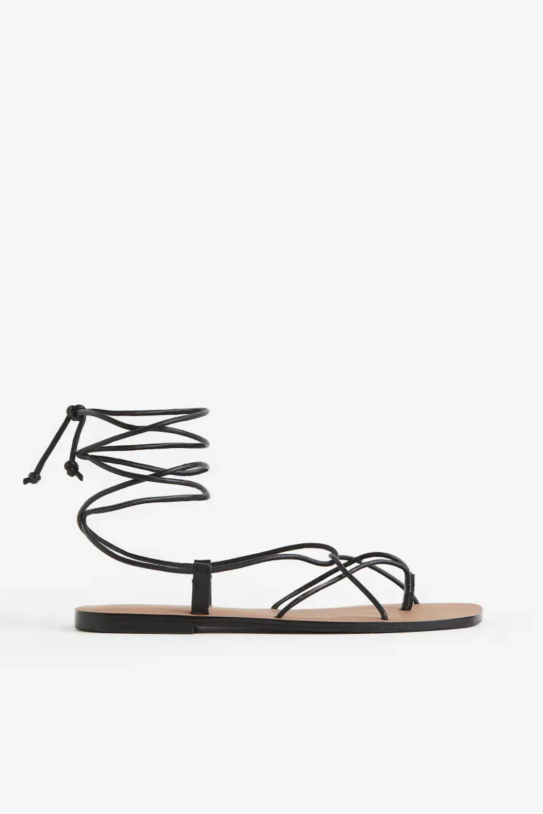 H&M leather sandals, black
