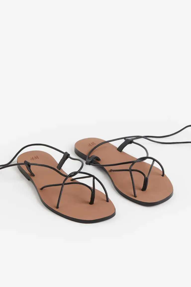 H&M leather sandals, black