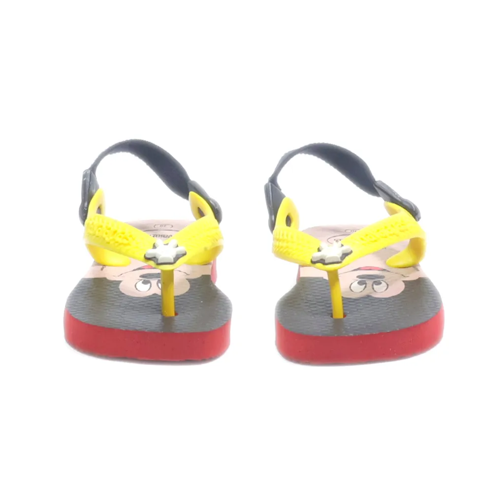 Havaianas Flat Sandals Rubber Yellow Colour For Kids