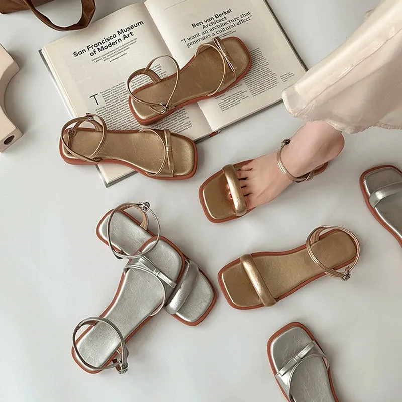 Hnzxzm 2024 Summer Gladiator Women Sandals Fashion Elegant Butterfly-knot Open Toe Shoes Ladies Outdoor Dress Low Heel Sandalias
