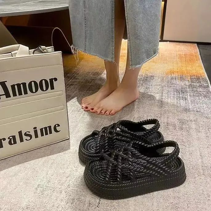 Hnzxzm Cute Flower Sandals for Women To Wear In Summer New Thick Bottom Muffin Versatile Beach Roman Shoes Shoes for Women