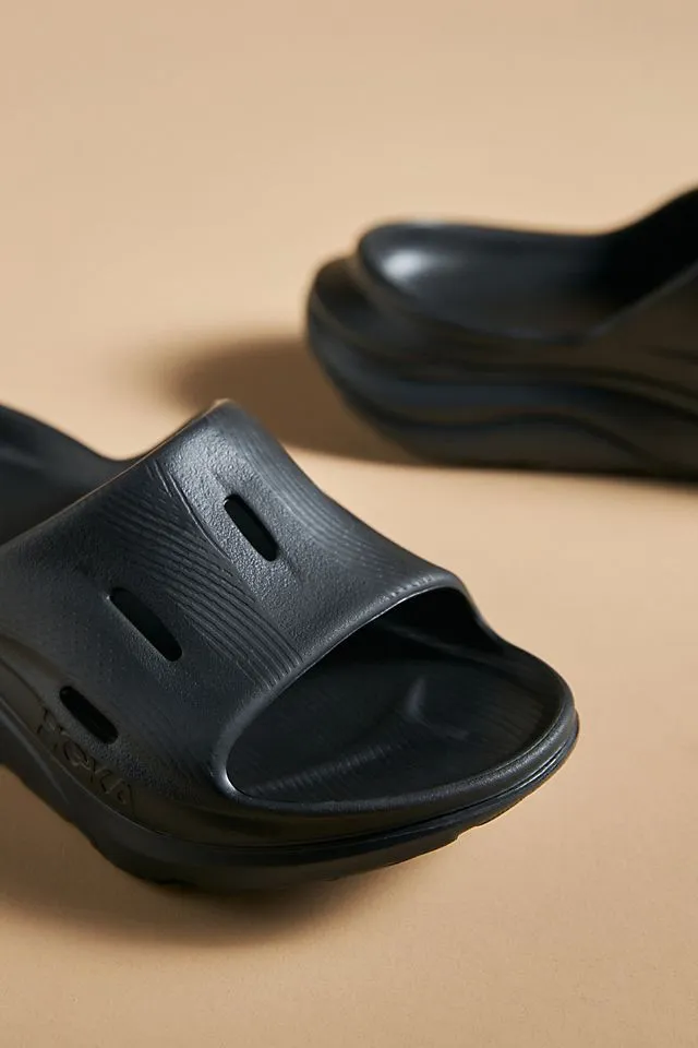 Hoka Ora Recovery Slide 3 platform sandals, black