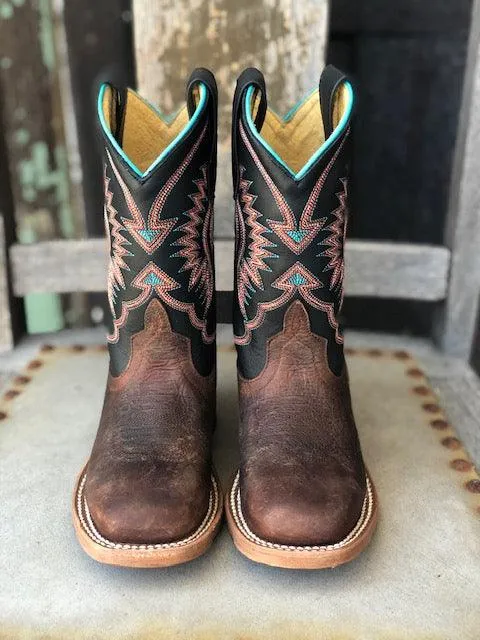 HorsePower Children and Youth Toasted Bison & Black Ranch Square Toe Western Boots HPK1854