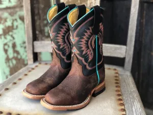 HorsePower Children and Youth Toasted Bison & Black Ranch Square Toe Western Boots HPK1854