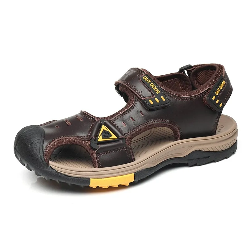 Hot Sale Summer Beach Men's Sandals Handmade Genuine Leather Sandals Outdoor Non-slip Wading Shoes Comfortable Men Casual Shoes