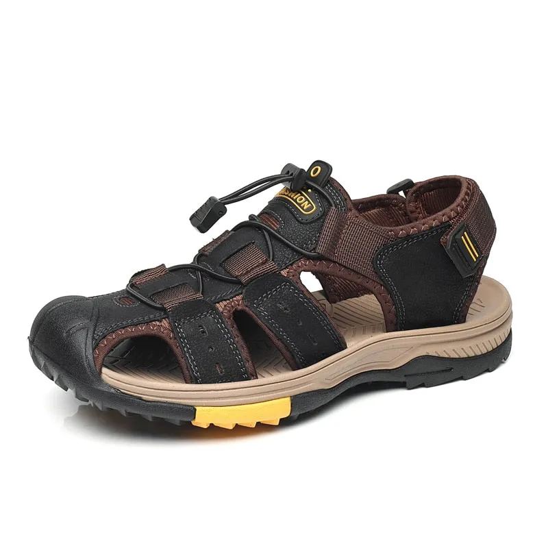 Hot Sale Summer Beach Men's Sandals Handmade Genuine Leather Sandals Outdoor Non-slip Wading Shoes Comfortable Men Casual Shoes