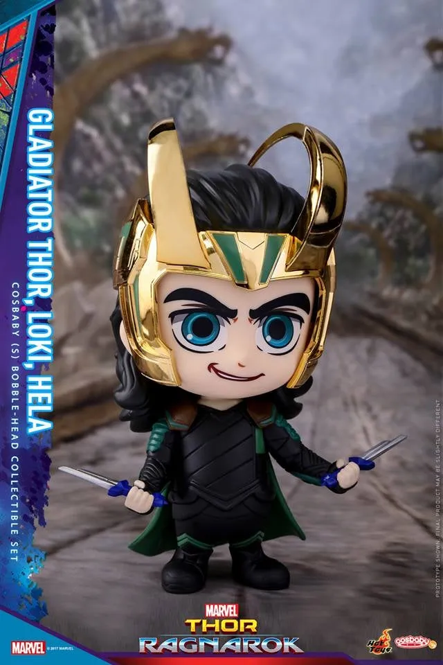 Hot Toys - COSB382 - Gladiator Thor, Loki, Hela Cosbaby (S) Bobble-Head Collectible Set