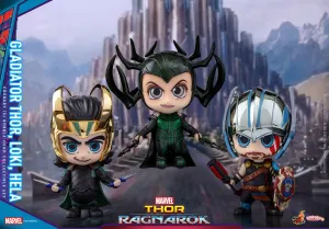 Hot Toys - COSB382 - Gladiator Thor, Loki, Hela Cosbaby (S) Bobble-Head Collectible Set