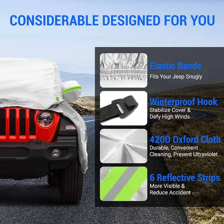 Iconic Series 210D Oxford Rain Cover for Jeep Gladiator JT 2/4 Doors