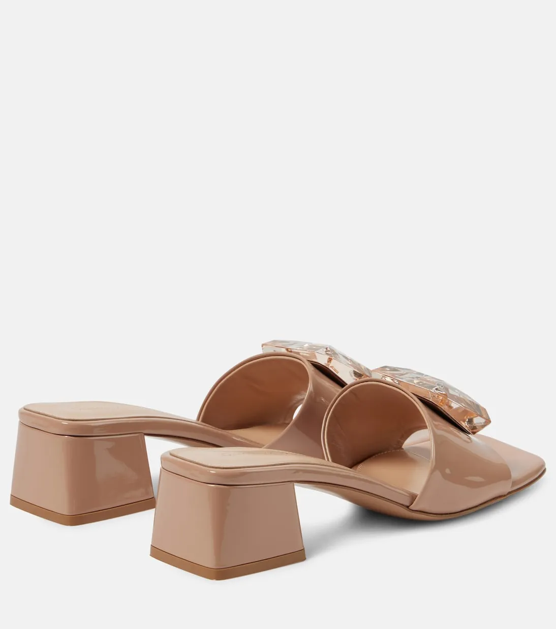 Jaipur mules in patent leather with Gianvito Rossi decoration, beige
