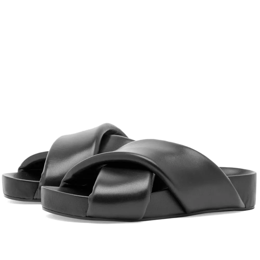 Jil Sander Front Wrap Slide Sandals, Black