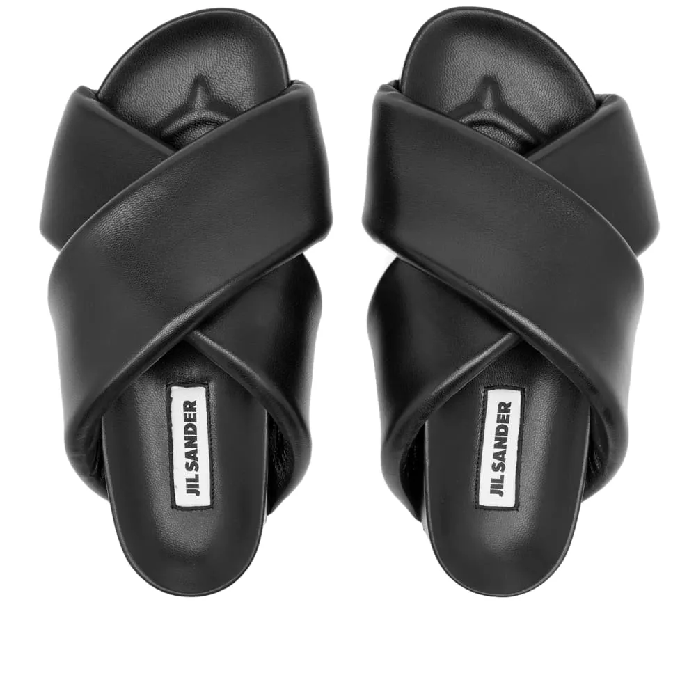 Jil Sander Front Wrap Slide Sandals, Black