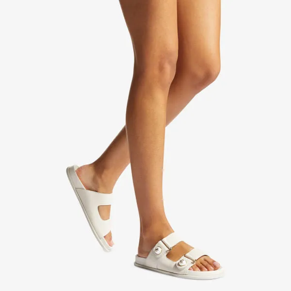 Jimmy Choo Fayance Sandals in Latte Leather and Pearls