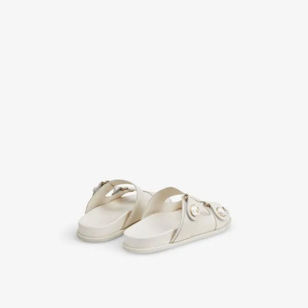 Jimmy Choo Fayance Sandals in Latte Leather and Pearls