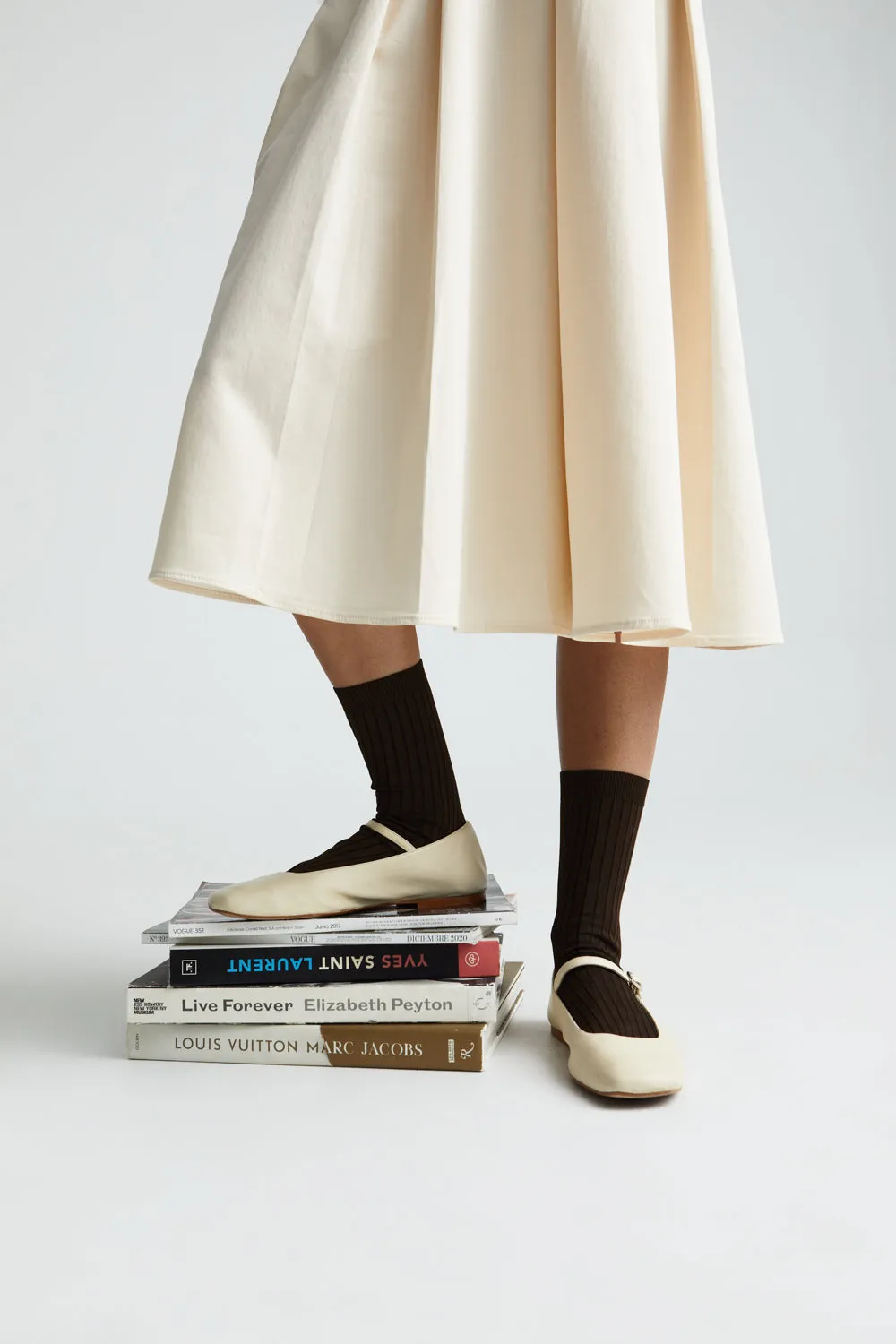 Julieta Mary Janes in Ivory Leather