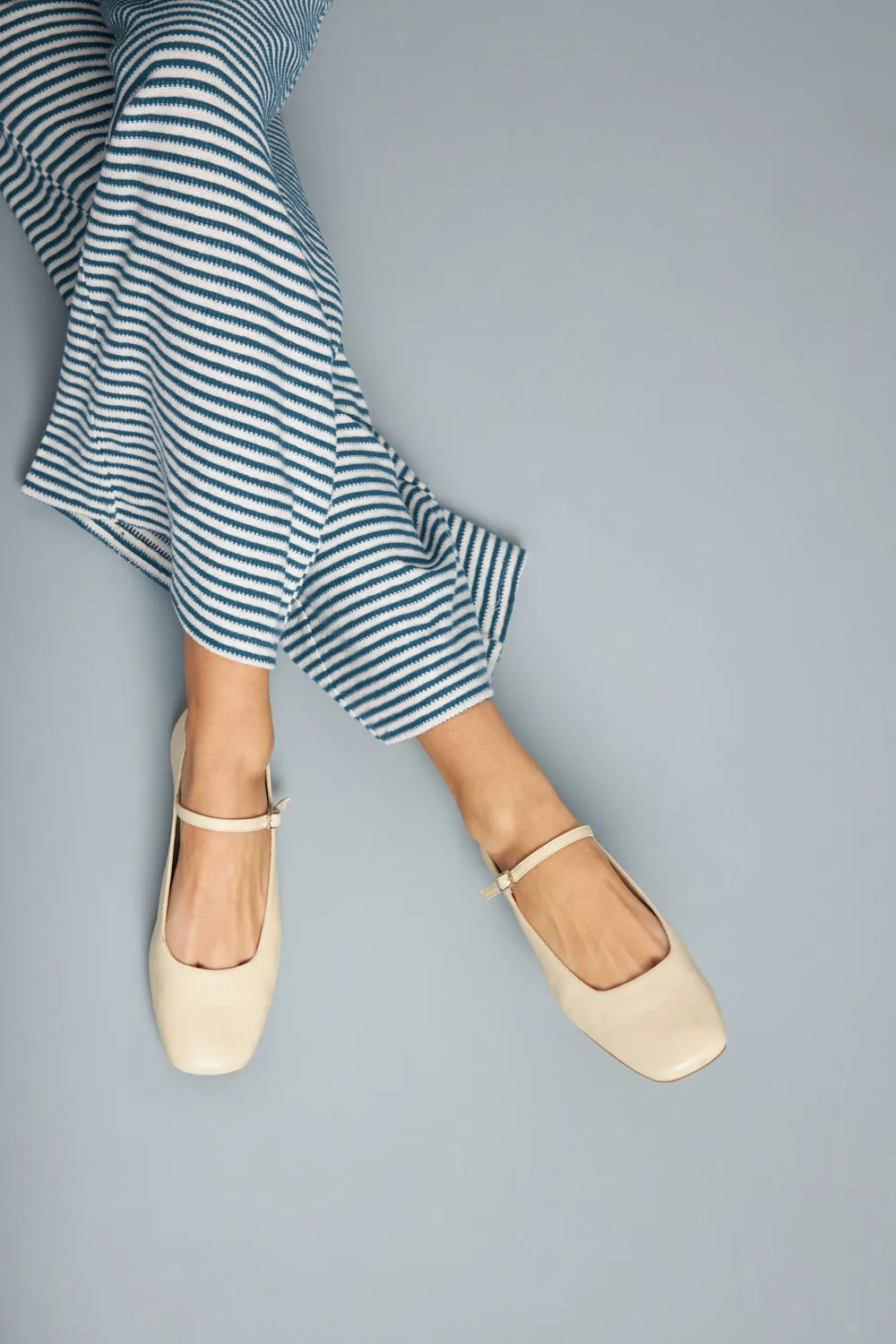 Julieta Mary Janes in Ivory Leather