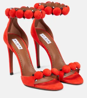 La Bombe 100 Alaïa suede sandals, red