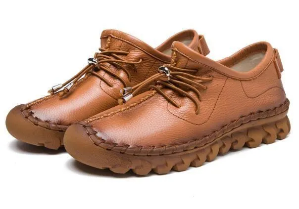 Leather Oxford Flats Loafers Women's Casual Shoes GRCL0306