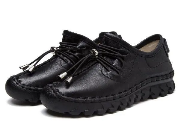 Leather Oxford Flats Loafers Women's Casual Shoes GRCL0306