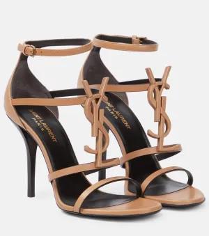 Leather sandals Cassandra 100 Saint Laurent, beige