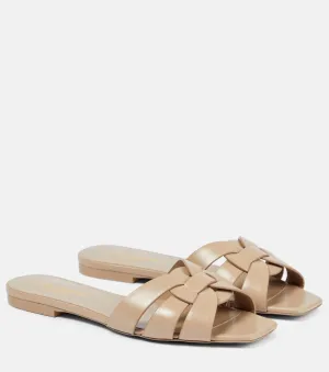 Leather sandals Tribute Nu Pieds 05 Saint Laurent, beige