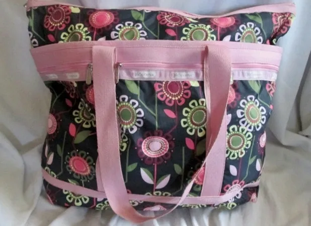 LeSPORTSAC Duffle Travel Carry-On Overnighter Luggage Tote Bag SUNFLOWER BROWN PINK