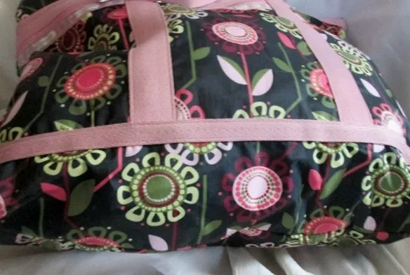 LeSPORTSAC Duffle Travel Carry-On Overnighter Luggage Tote Bag SUNFLOWER BROWN PINK