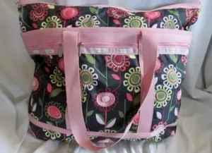 LeSPORTSAC Duffle Travel Carry-On Overnighter Luggage Tote Bag SUNFLOWER BROWN PINK