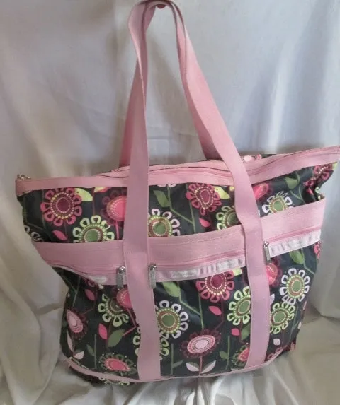 LeSPORTSAC Duffle Travel Carry-On Overnighter Luggage Tote Bag SUNFLOWER BROWN PINK